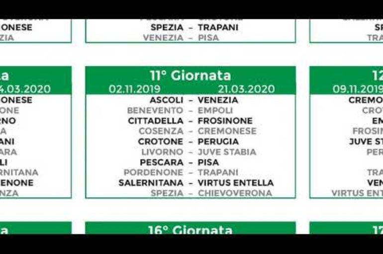 Serie B, pubblicato il calendario 2019-20
