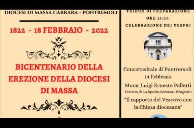 Bicentenario della Diocesi Massa, domani la celebrazione